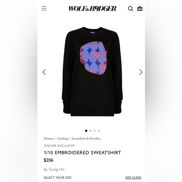 Wolf & Badger 1/10 Embroidered Sweatshirt, Gung Ho unisex adult XS - Picture 11 of 11